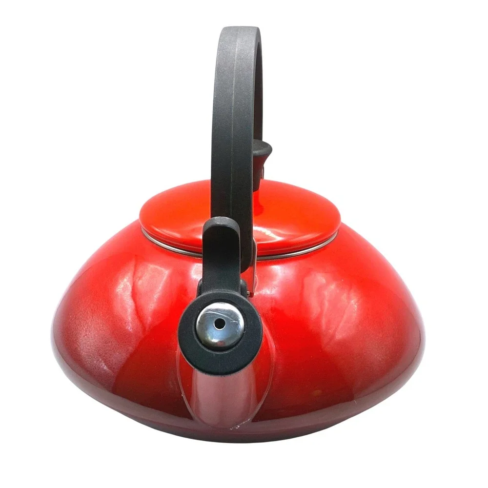 Le Creuset Zen Tea Kettle 1.6 Qt Cerise Red Enamel on Steel Whistling Stovetop